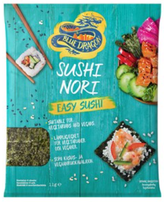 Blue Dragon 5 kpl Sushi Nori paahdettu merilevä 11g